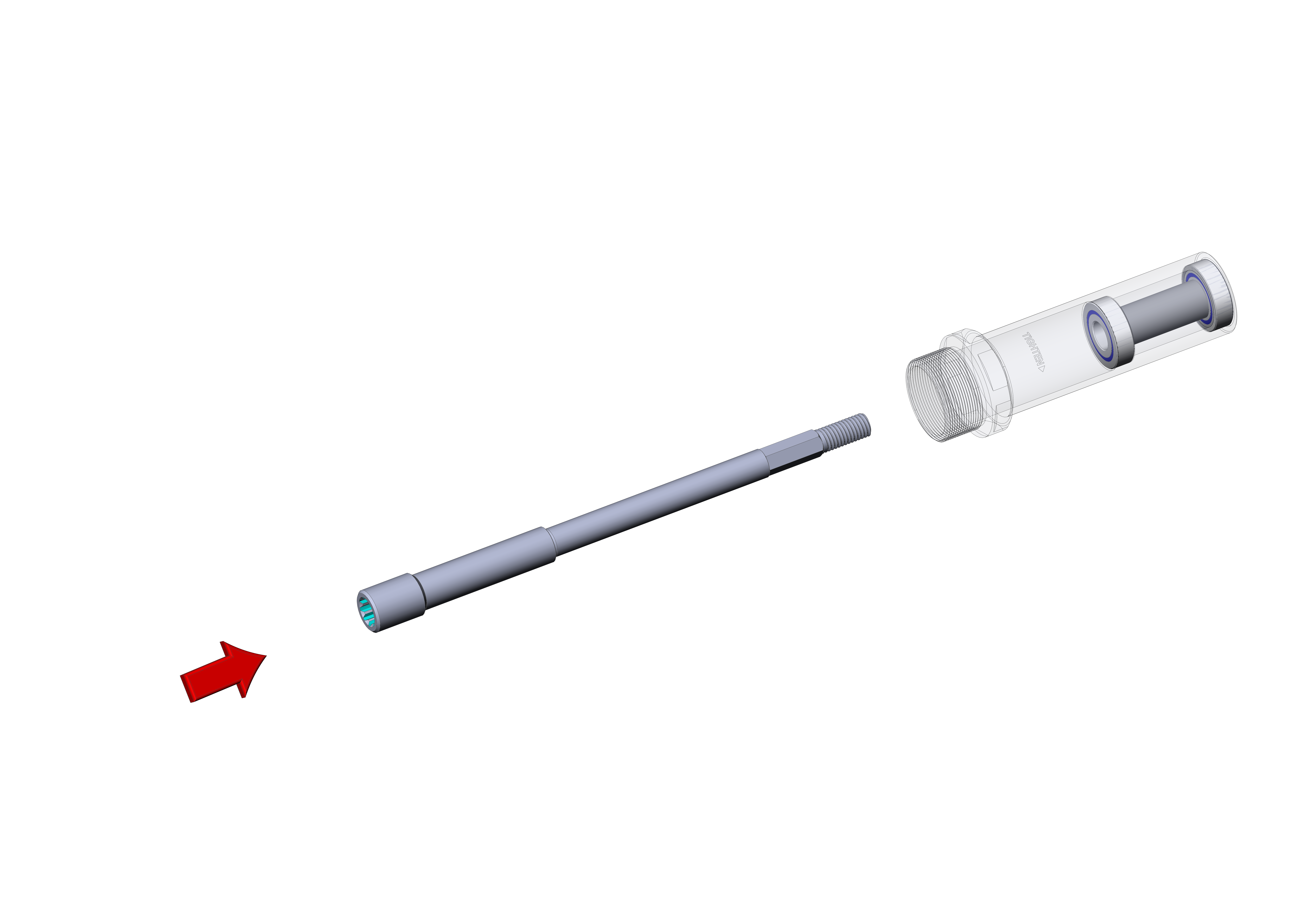 1.1 FIT PROP DRIVE SHAFT TO HUB WITH BEARINGS & SPACER FITTED